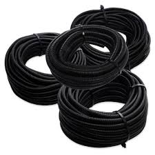 A-T 4-Pack 1/4", 3/8", 1/2", 3/4" x 50 Feet Each Split Wire Loom Convoluted Tubing