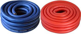 50 FEET PREMIUM 0 GAUGE BLUE & RED POWER + GROUND WIRE CABLE 1/0 GAUGE CAR AUDIO