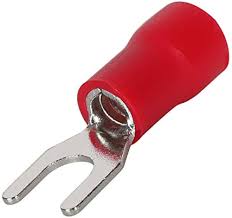 E-SR8-100 100 Red Insulated Fork Spade Wire Connector Electrical Crimp Terminal 18-22AWG