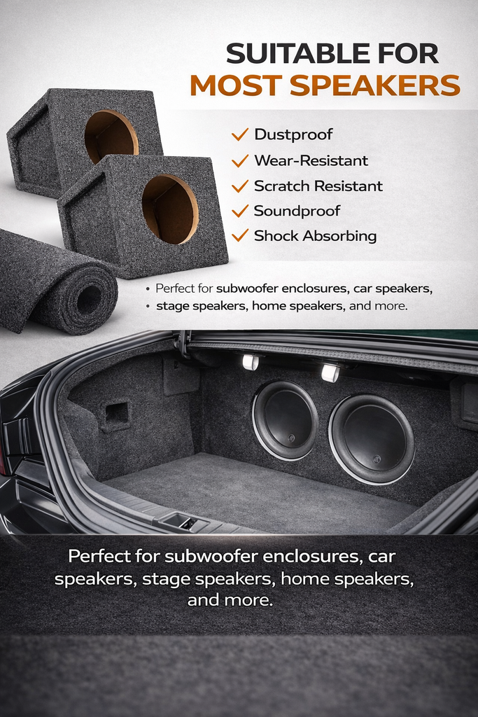 Absolute C3BK 3' Long 4' Wide Black Carpet for Speaker Sub Box Carpet