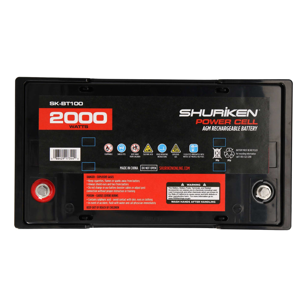 Shuriken SK-BT100 12V High Performance AGM Power Cell Battery for Systems Up To 2000 Watts