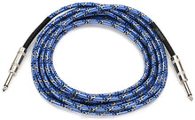 Charger l'image dans la galerie, Hosa 3GT-18C1 Cloth Guitar Cable, Straight to Same, 18 ft, Blue/White/Black