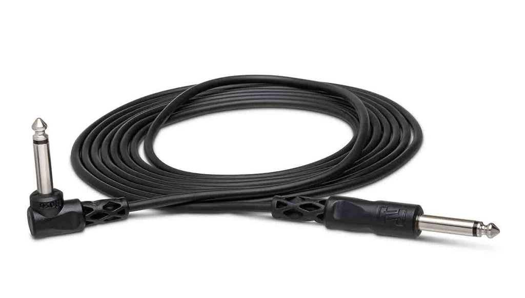 Hosa CPP-103R, 1/4" TS to Right-angle 1/4" TS Unbalanced Interconnect Cable - 3 Feet