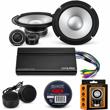 Load image into Gallery viewer, Alpine KTA-450 + S2-S80C 4-Channel Amplifier 8" Component Speaker + Accessory Bundle