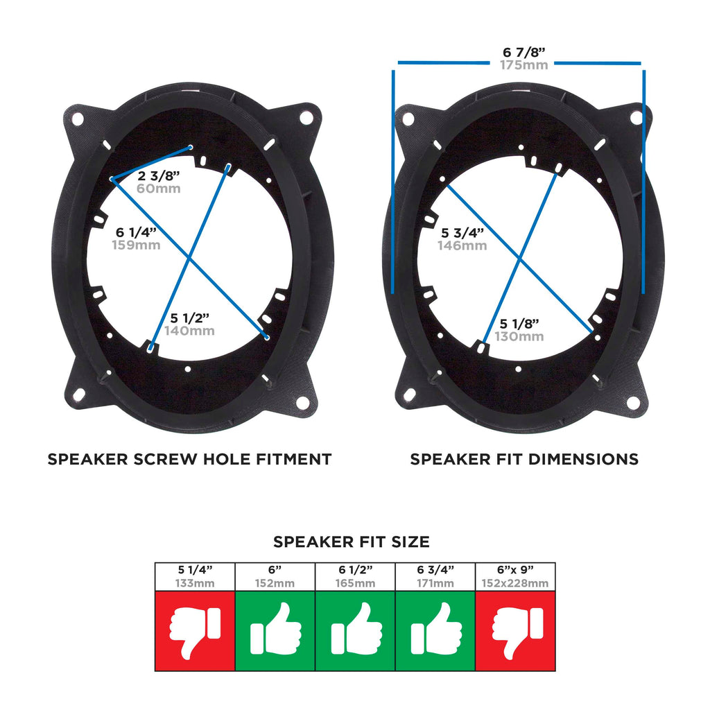 Metra 82-8150 Speaker Adapters 6" to 6.75" Compatible Fits for Toyota / Lexus 2012-2024
