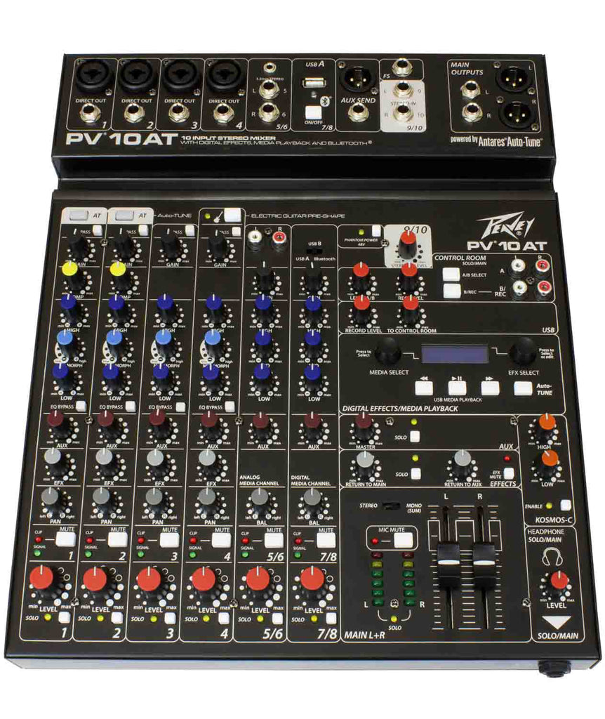 Peavey PV 10 AT 120US Compact 10 Channel Mixer with Bluetooth and Antares Auto-Tune