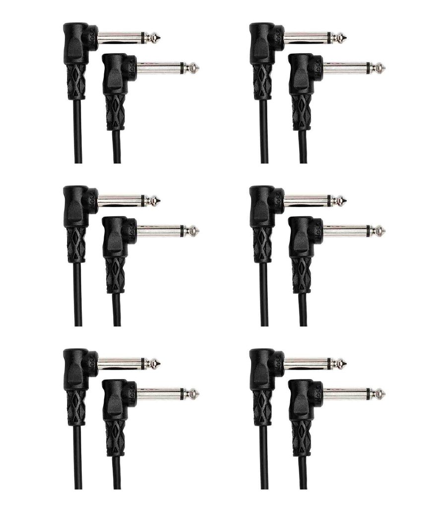 Hosa CFS-106, 6 Inch Molded Right-Angle Guitar Patch Cable Package (6 Pack)