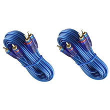 Load image into Gallery viewer, 2 Samurai Audio 12 Ft 2 Ch Blue Twisted Car Amp RCA Jack Cable Interconnect 12ft