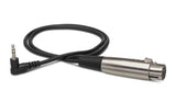 Hosa XVS-102F, XLR3F to Right Angle 3.5 mm TRS Microphone Cable - 2 Feet