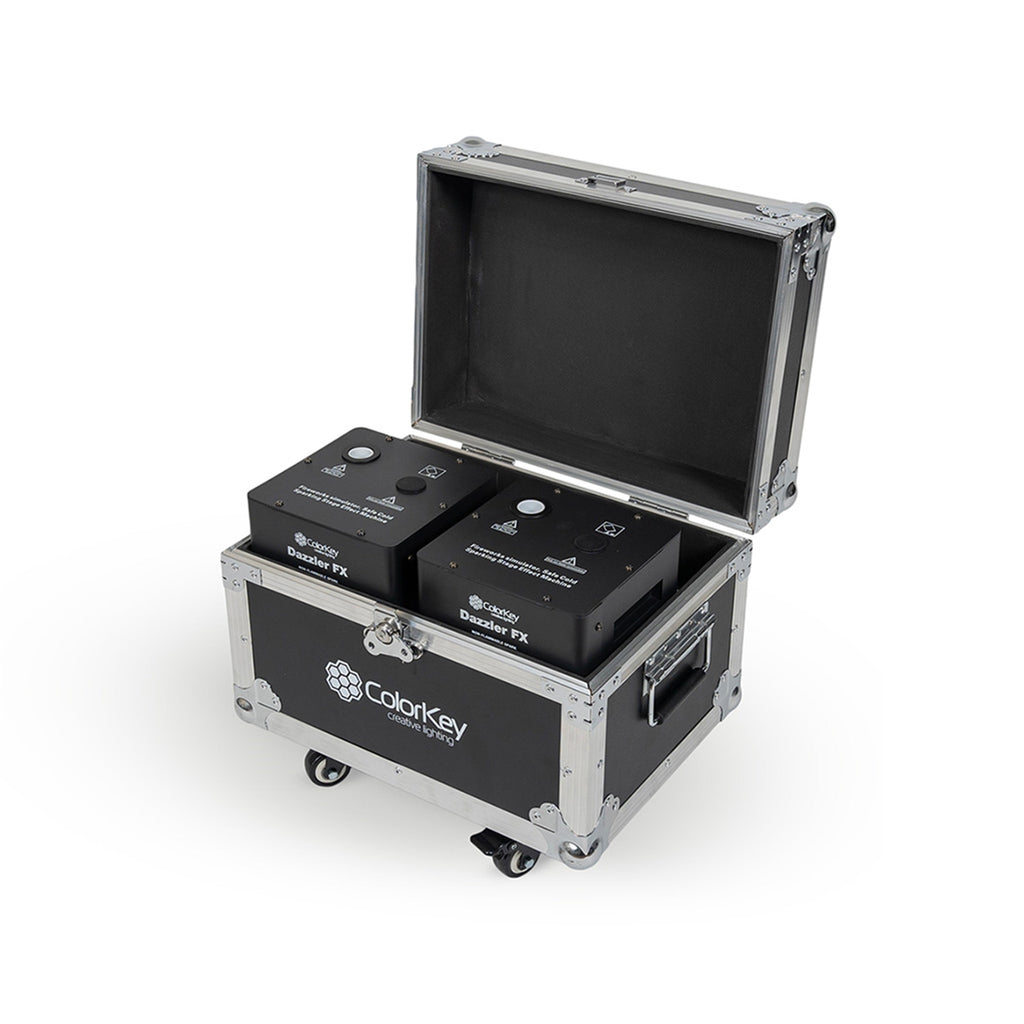 ColorKey CKU-7712, 600W Cold Spark Machine with FX2 MKII 2-Pack and Road Case - Black