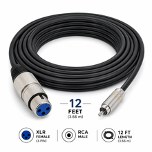 Charger l'image dans la galerie, MR DJ CXFR12 12-Foot XLR Female to RCA Male Professional Audio Cable