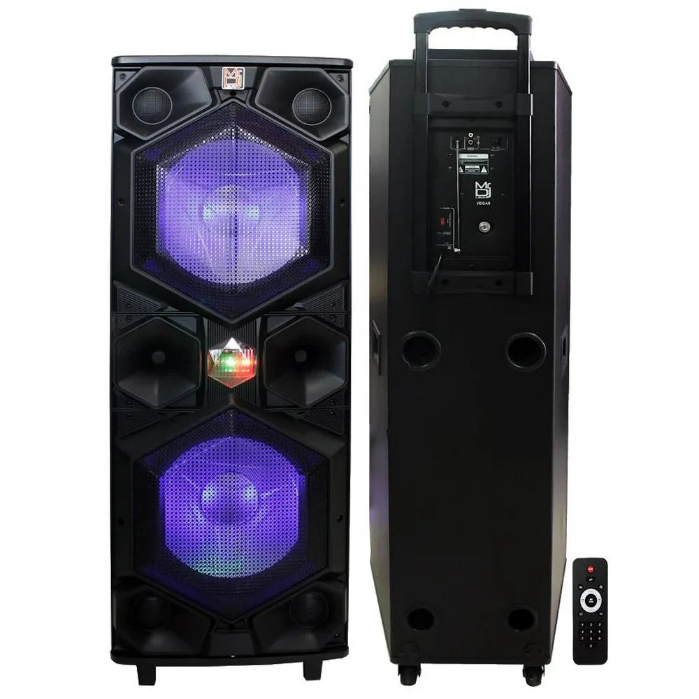 2 MR DJ VEGAS Double 15" Bluetooth Speaker <br/>Professional Dual 15” 3-Way Full-Range Powered/Active DJ PA Multipurpose Live Sound Bluetooth Loudspeaker