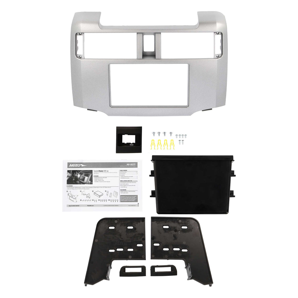 Metra 99-8271S Single/Double-DIN Car Stereo Silver Dash Kit - Compatible Fits for Toyota 4 Runner 2010-Up
