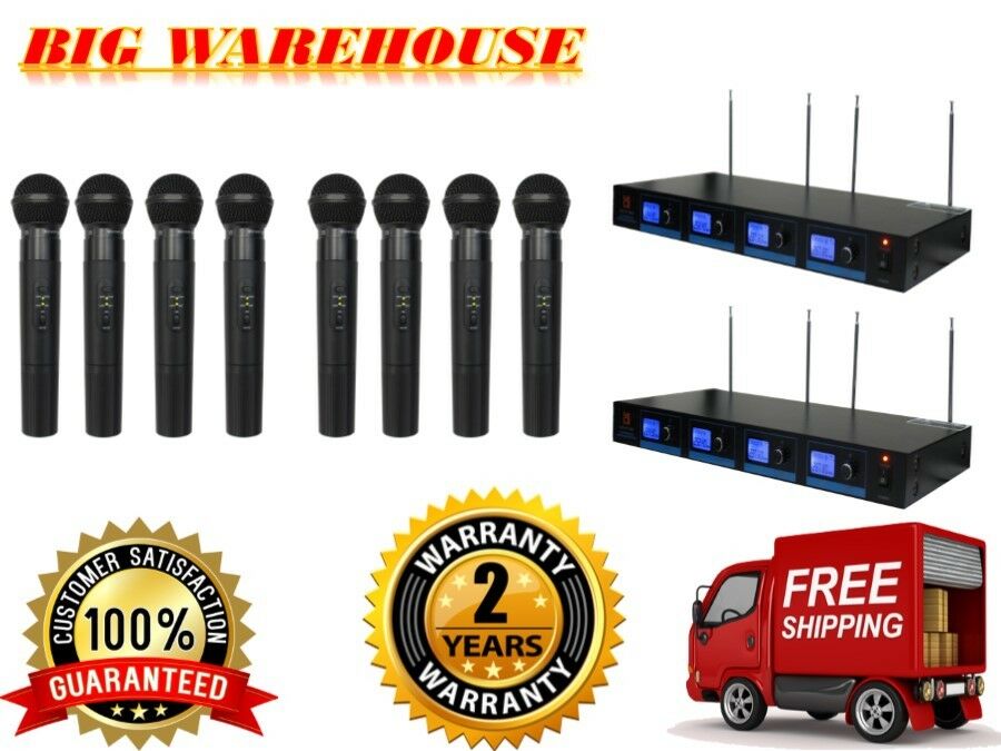 2 Mr Dj 4 CH Pro VHF Wireless Handheld DJ KTV Stage Microphone PA 4 Mic System