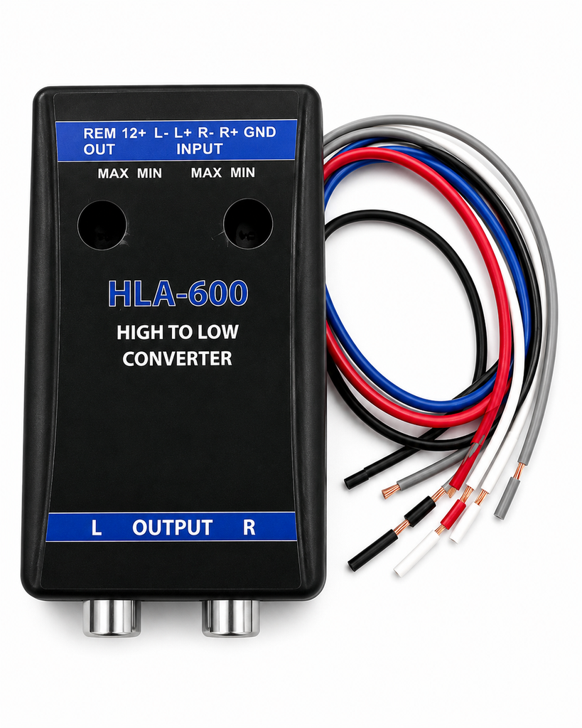 2 Absolute HLA600 2-Ch High-to-Low Line Output Converter Adjustable Speaker Level to RCA Converter