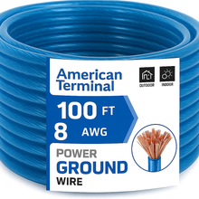 Load image into Gallery viewer, American Terminal ATP8G100BL 8GA 100' Blue Power Ground Wire Car Audio Amplifier Marine Cable