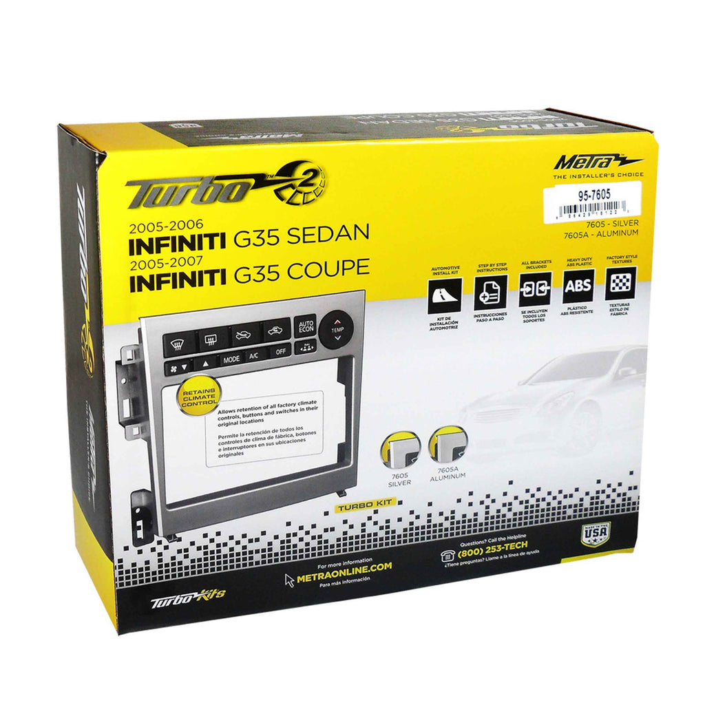 Metra 95-7605 Turbo2 Double-DIN Dash Kit - Compatible Fits for Infiniti G35 (without NAV) 2005-2007