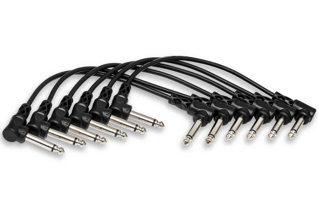 Hosa CFS-606 Molded Right-Angle Guitar Patch Cable, 6 inch (6 pack)