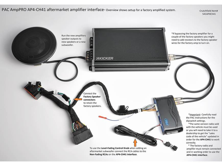PAC AP4-CH41 Amplifier Integration Interface Fit Chrysler Dodge Jeep RAM