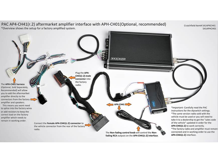 PAC AP4-CH41 Amplifier Integration Interface Fit Chrysler Dodge Jeep RAM