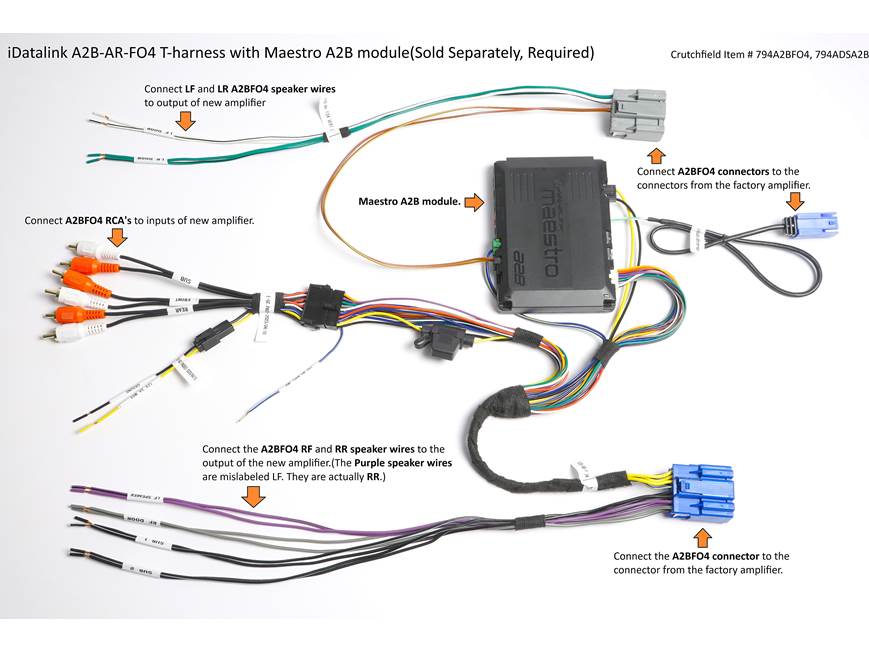 iDatalink Maestro A2B-AR-FO4 Amplifier Harness