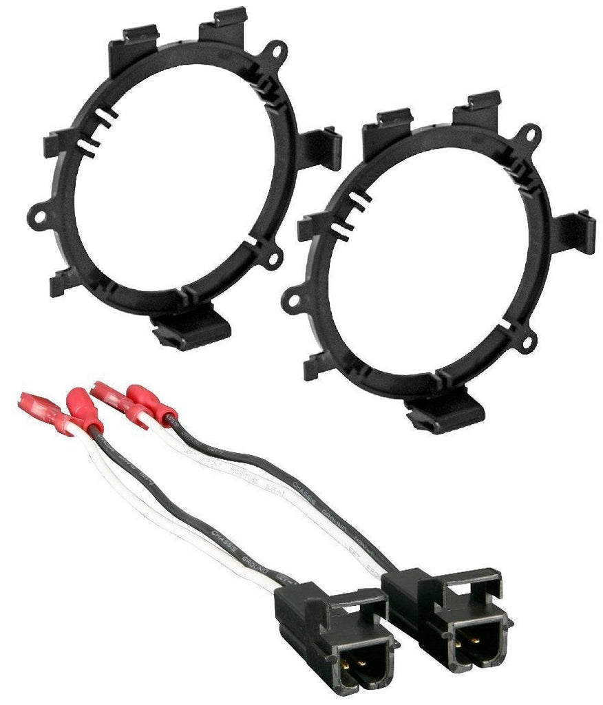 GM Speaker Adapters For 5 1/4" Speakers to 6 1/2" Speaker Adapter Brackets + Wiring Harness (2Pairs)