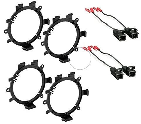 2 Pairs Absolute TQ-654 6.5" 4-Way Car Speakers + GMSB345 GM Speaker Adapters + 72-4568 Harnesses 4-Speaker Front & Rear Upgrade Kit