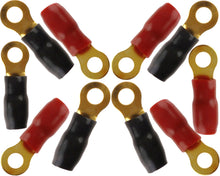 Charger l&#39;image dans la galerie, Absolute GRT4-10 4 Gauge Crimp Ring Terminals Connectors 10-Pack (Red Black)