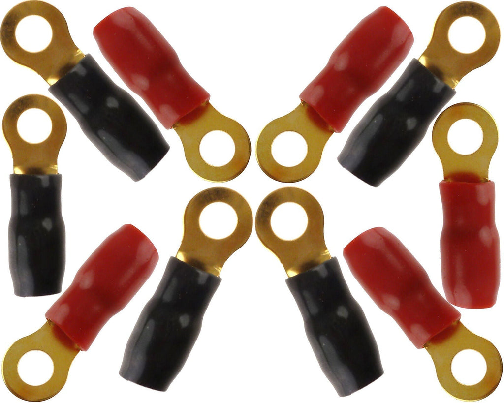 Absolute GRT8-50 8 Gauge Crimp Ring Terminals Connectors 50-Pack (Red Black)