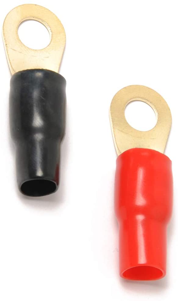 Absolute GRT8-50 8 Gauge Crimp Ring Terminals Connectors 50-Pack (Red Black)