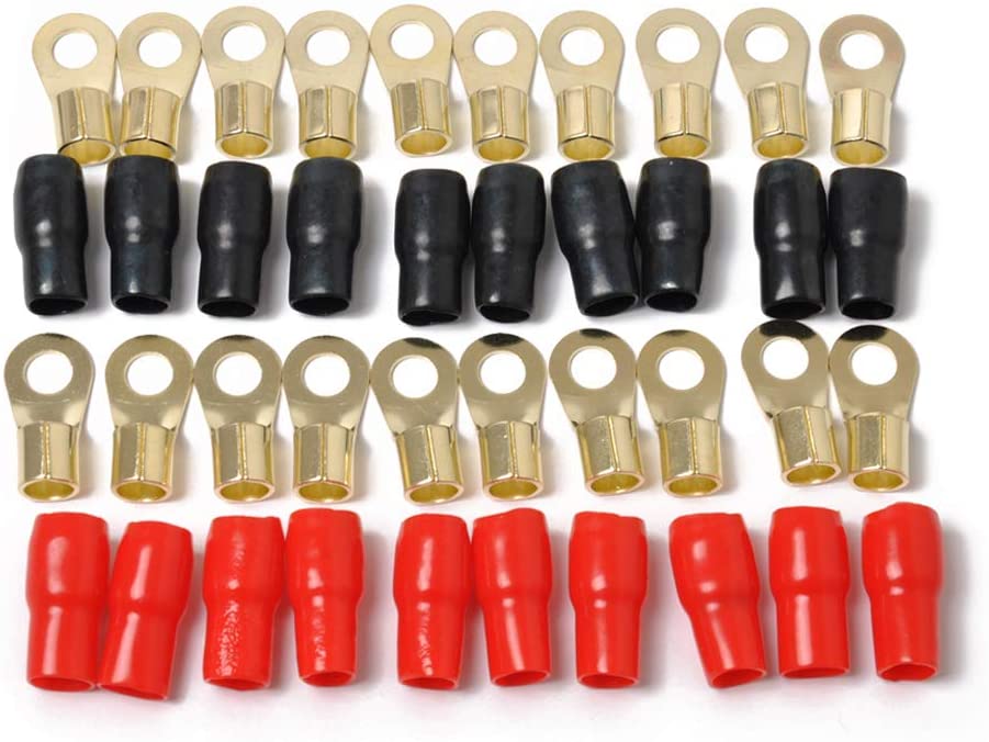 Absolute GRT8-50 8 Gauge Crimp Ring Terminals Connectors 50-Pack (Red Black)