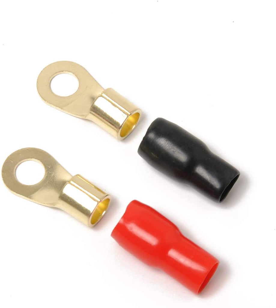 Absolute GRT8-50 8 Gauge Crimp Ring Terminals Connectors 50-Pack (Red Black)