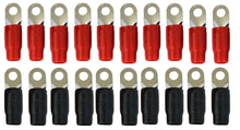 Charger l&#39;image dans la galerie, Absolute GRT0020 1/0 Gauge Crimp Ring Terminals Connectors 20-Pack (Red, Black)