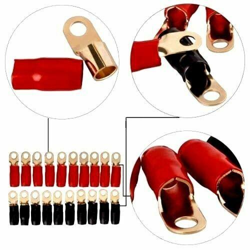 1/0 Gauge Crimp Ring Terminals Connectors 100-Pack (Red Black)