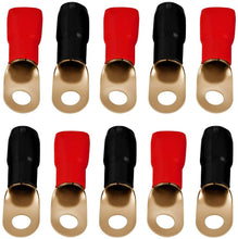 Charger l&#39;image dans la galerie, 1/0 Gauge Crimp Ring Terminals Connectors 100-Pack (Red Black)