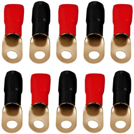 MK Audio GRT00100 50 Red 50 Black 1/0 Gauge Crimp Ring Terminals Connectors