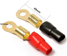 Load image into Gallery viewer, Absolute USA GRT00100 1/0 Gauge Crimp Ring Terminals Connectors 100-Pack (Red Black)