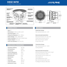 Charger l'image dans la galerie, Alpine HDZ-W10 10" Subwoofer 2400W Dual 4-Ohm + Grille Bundle