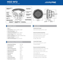 Load image into Gallery viewer, Alpine HDZ-W12 12" Subwoofer 2400W Dual 4-Ohm + Grille Bundle
