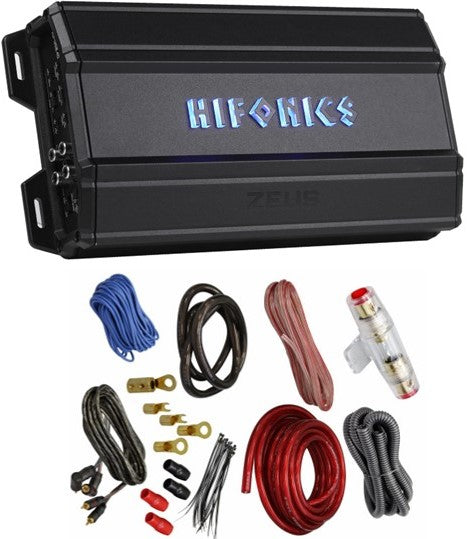 Hifonics ZD-1350.4D 1350 Watt RMS Class-D 4-Channel Car Amplifier + 4 Gauge Amp Kit