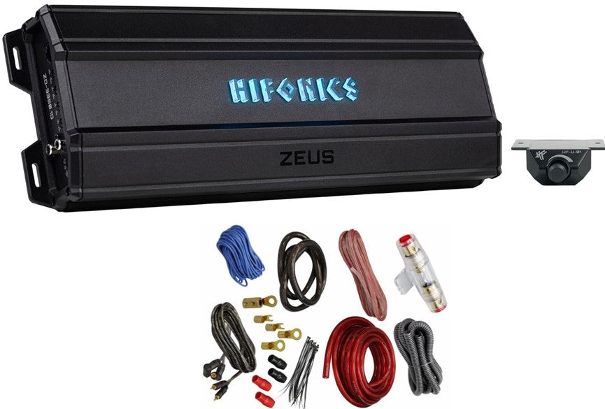 Hifonics ZD-3350.1D 3350 Watt RMS Mono Amplifier 1 Ohm Car Audio Class-D Amp + 4 Gauge Amp Kit