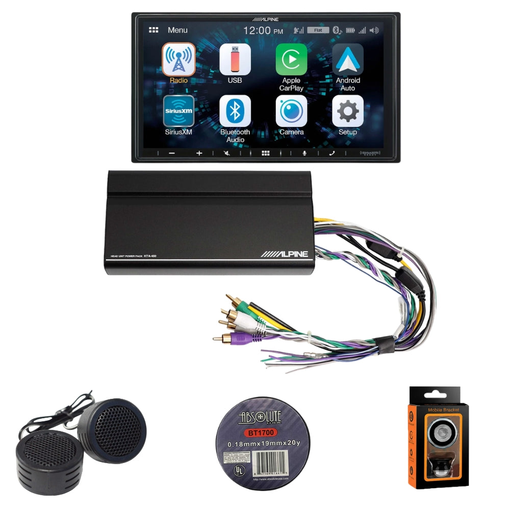 Alpine iLX-W670 7" Bluetooth Carplay +KTA-450 Power Pack + Accessory Bundle