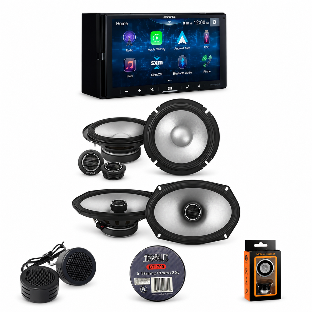 Alpine iLX-W670+S2-S65C+S2-S69+TW500+BT1700 Digital Multimedia Receiver & 1 Pair Type S 6.5" Component Speakers and 1 Pair Type S 6x9 Coax + Accessory Bundle