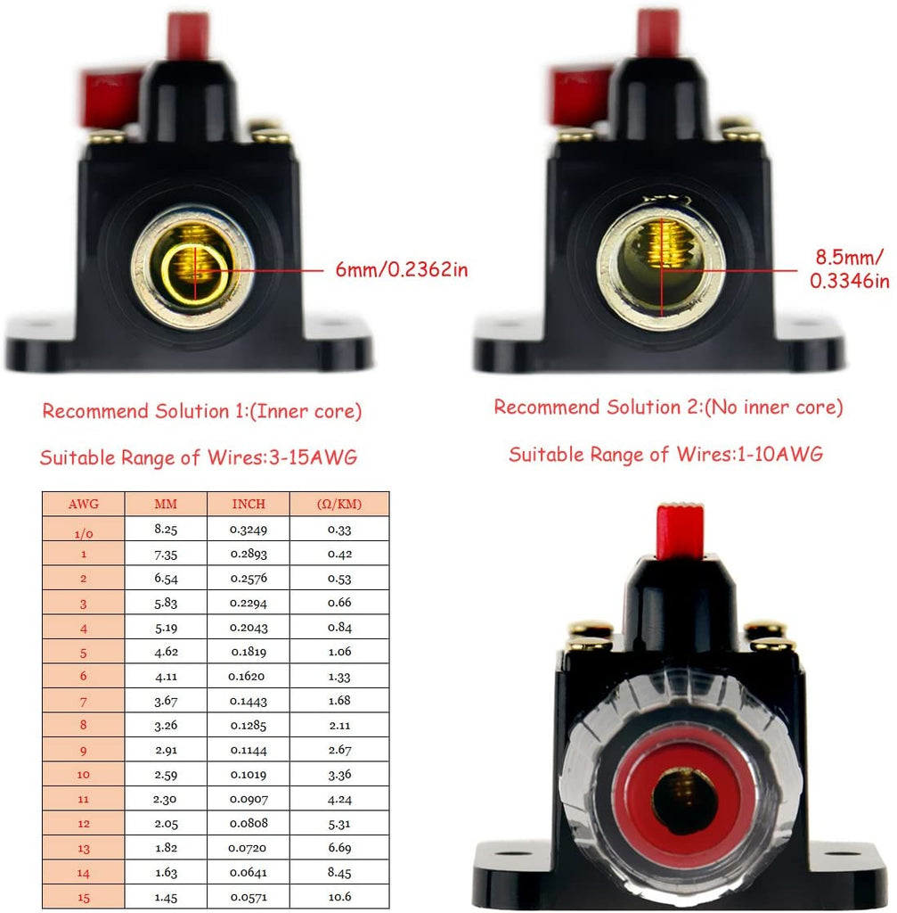 Absolute ICB200-02 200 Amp Circuit Breaker 0/4 AWG Inline Manual Reset Fuse Holder