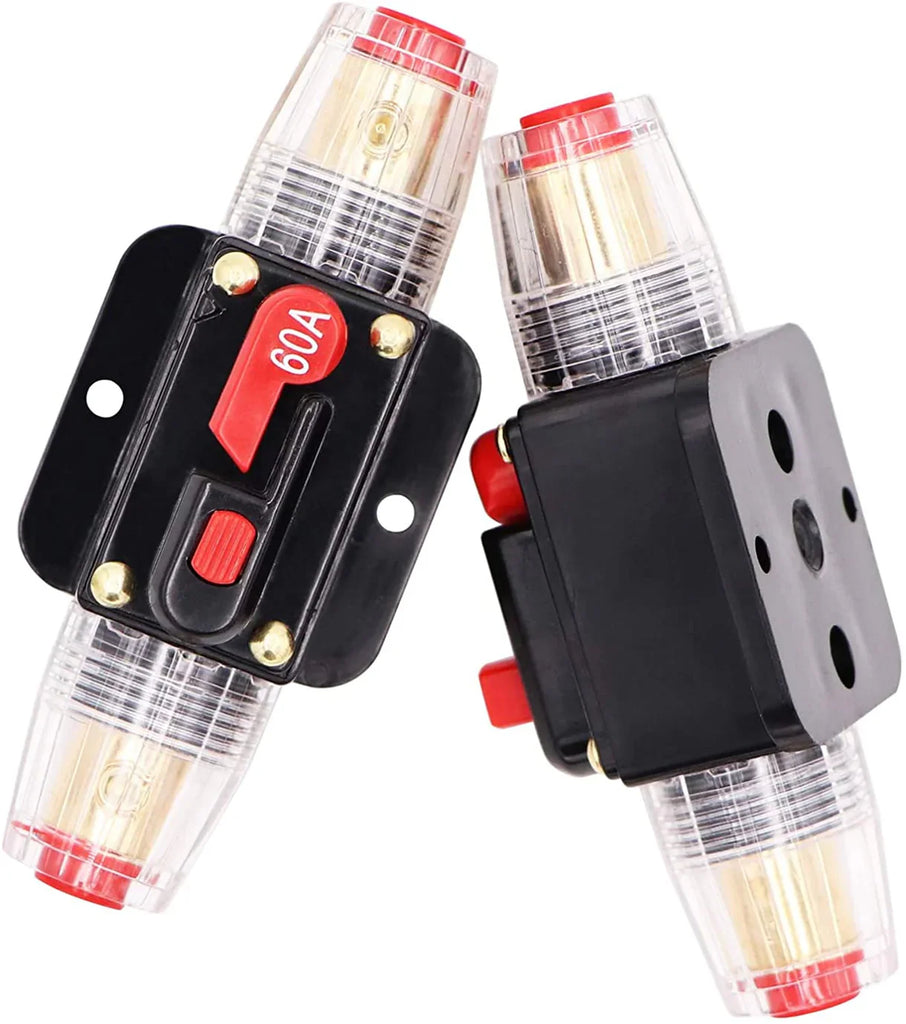 2 Absolute ICB40 40 Amp Circuit Breaker 4/8 AWG Inline Manual Reset Fuse Holder