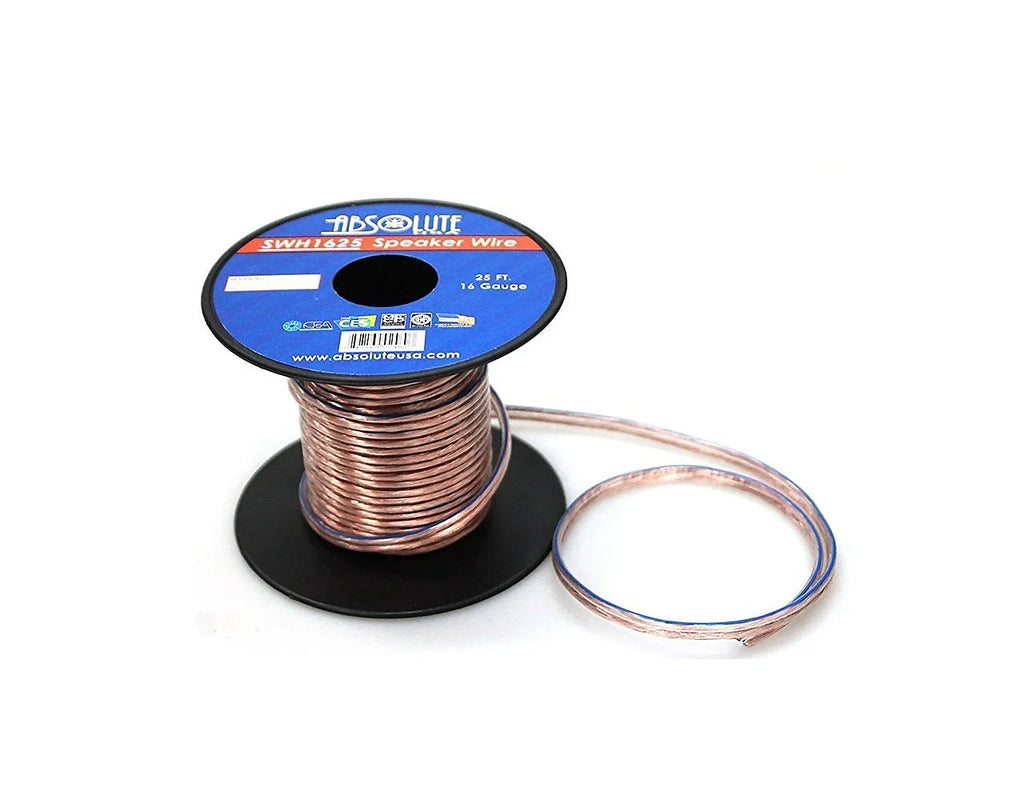 Absolute USA SWH1625 25' 16 Gauge Car Home Audio Speaker Wire Cable Spool