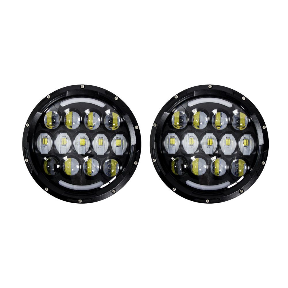 Jeep JP-704B 7" LED Light with Black Face and Partial Halo, 7 Inch 21 LED