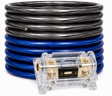 Charger l'image dans la galerie, Absolute KIT025BKBL 0 Gauge 50' Black/Blue Power/Ground Wire Amplifier Amp Kit