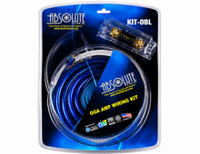 Load image into Gallery viewer, 2 Absolute KIT0BL Complete 0 Gauge Blue Amp Kit with RCA Interconnect Cable Blue