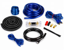 Load image into Gallery viewer, 2 Absolute KIT0BL Complete 0 Gauge Blue Amp Kit with RCA Interconnect Cable Blue
